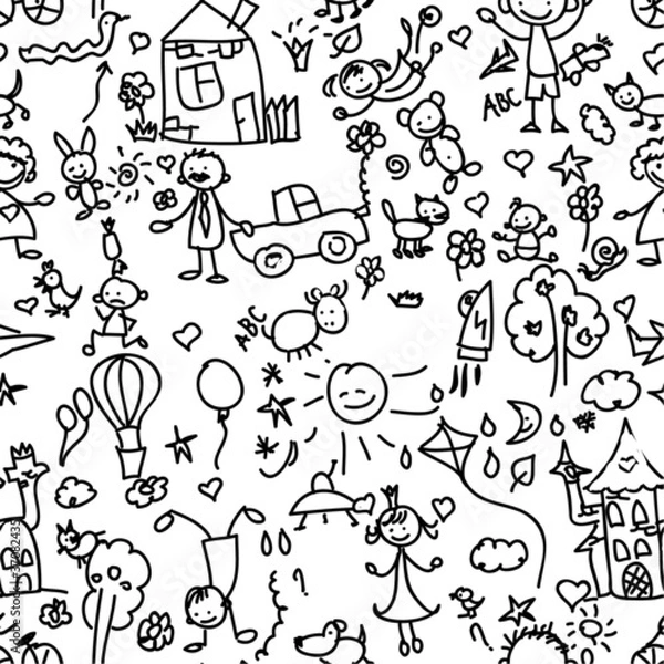 Fototapeta детский рисунок бесшовных