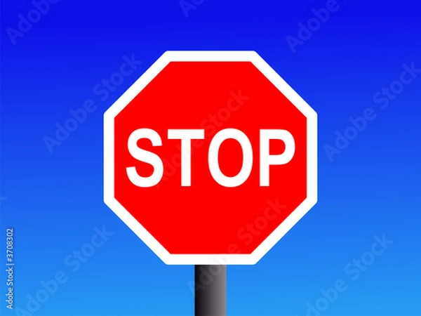 Fototapeta stop sign on blue