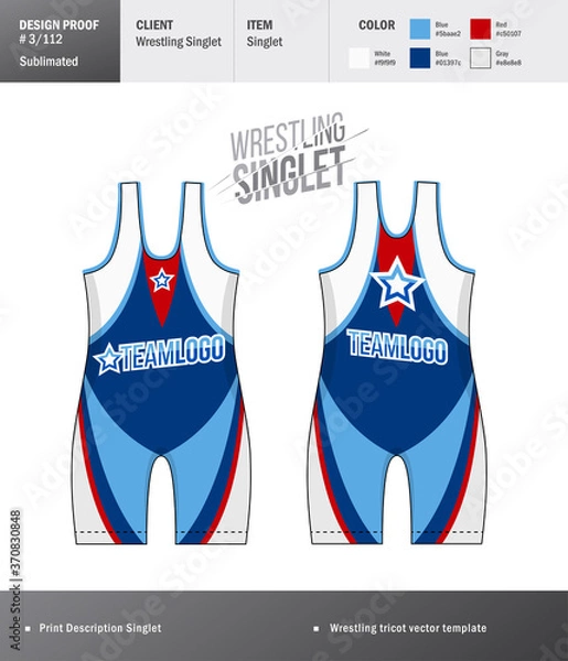 Obraz Singlet vector template. Wrestling tricot design template