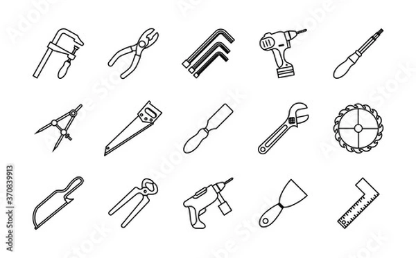 Fototapeta bundle of fifteen tools set icons