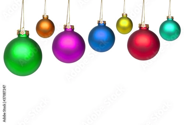Fototapeta Set of colorful Christmas balls isolated on white