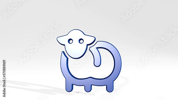 Fototapeta LIVESTOCK SHEEP BODY ALTERNATE 3D icon casting shadow. 3D illustration. animal and farm