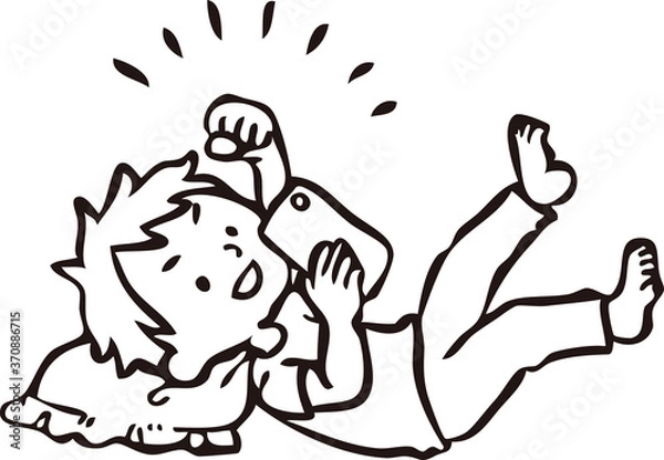 Fototapeta 当選をスマートフォンで見て喜ぶ男性