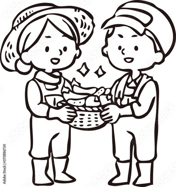 Fototapeta 野菜を収穫する農家の男女