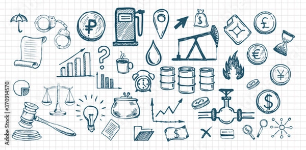 Fototapeta Business symbols. Management concept with Doodle design style.