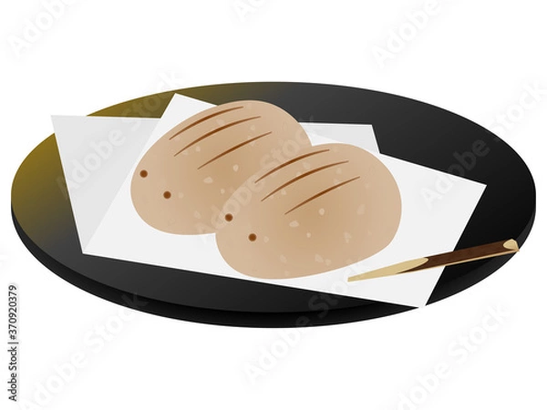 Obraz お皿にのった亥の子餅2つ