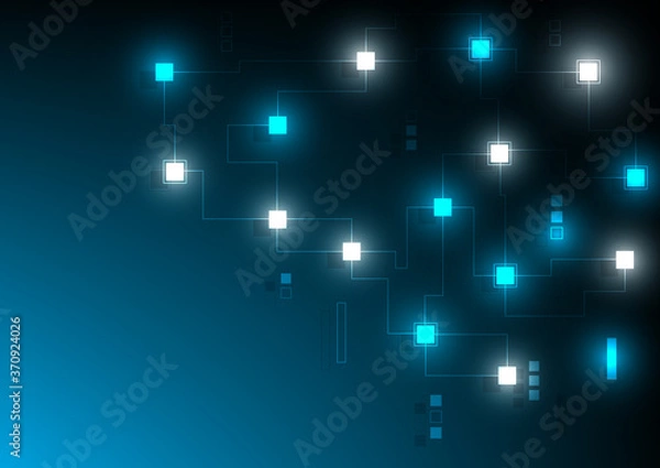 Fototapeta Blockchain technology concept vector. Line link connection blue illustration. Use for banner, leaflet, wallpaper, website, template, poster and other design.