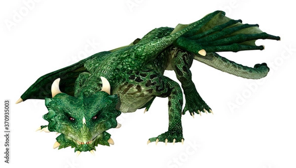 Fototapeta 3D Rendering Fairy Tale Dragon on White