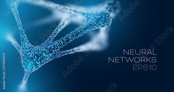 Fototapeta Neural network futuristic background. Future medicine vector illustration. Artificial intelligence research