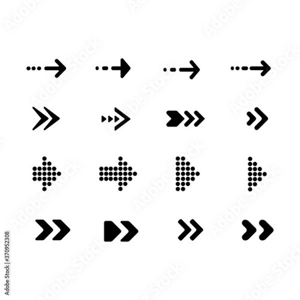 Fototapeta set of arrows flat style symbol