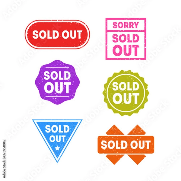 Fototapeta Colorful Sold Out Labels or Stamps Set. Vector