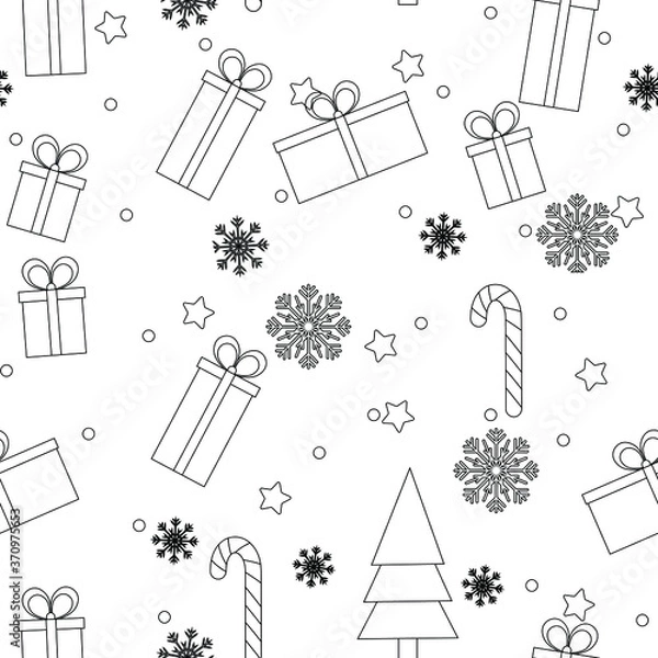 Fototapeta Cute christmas elements seamless pattern background