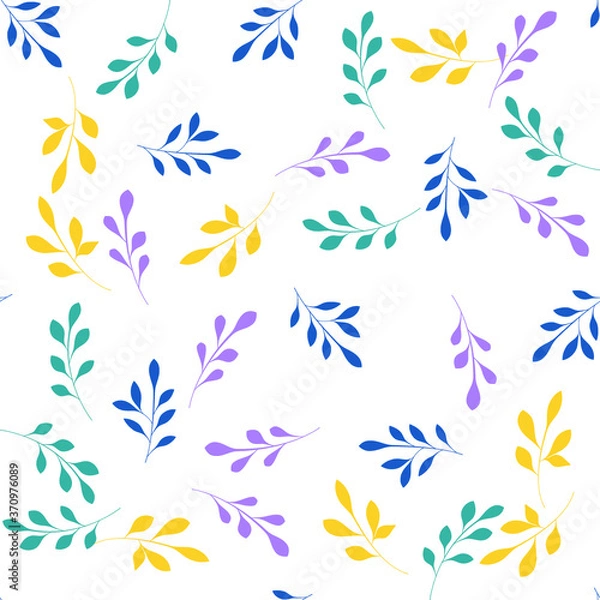 Fototapeta Blossom Floral pattern in the blooming botanical Motifs scattered random. Seamless vector texture. For fashion prints. Printing with in hand drawn style light blue background