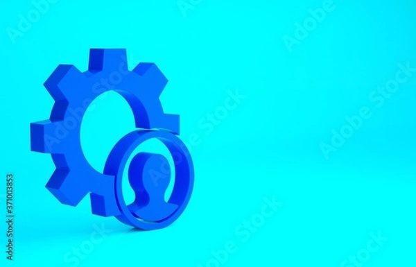 Fototapeta Blue Head hunting icon isolated on blue background. Business target or Employment sign. Human resource and recruitment for business. Minimalism concept. 3d illustration 3D render.
