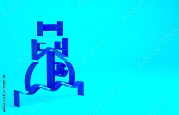 Fototapeta Blue Cargo ship icon isolated on blue background. Minimalism concept. 3d illustration 3D render.