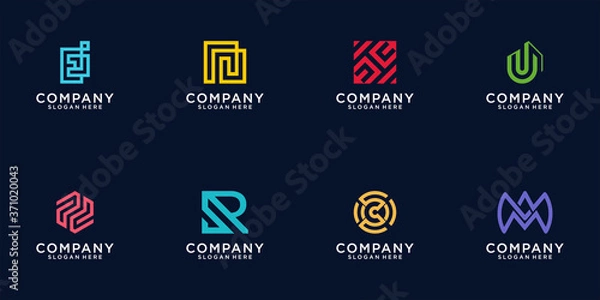 Fototapeta Collection of abstract logo designs. flat minimalist modern for business