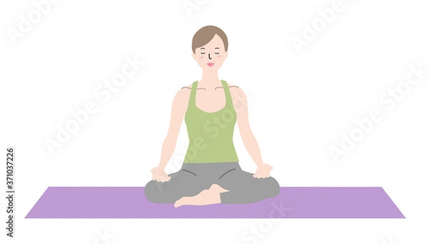 Obraz 瞑想をする女性　ヨガ