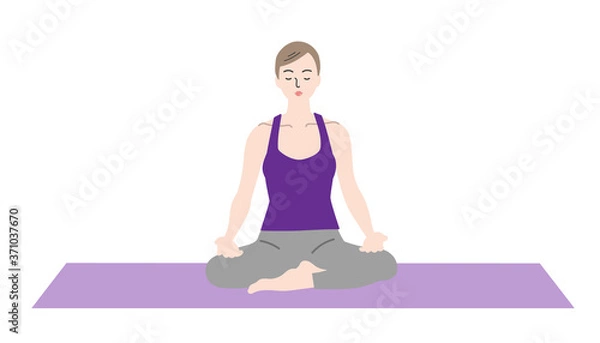 Obraz 瞑想をする女性　ヨガ