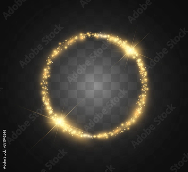 Fototapeta Round shiny perfect background. Vector eps10. Beautiful light. Magic circle. Precious background.Round gold shiny frame with light bursts.