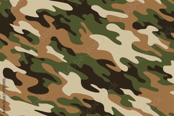 Fototapeta Full seamless camouflage texture skin pattern vector for military textile. Usable for Jacket Pants Shirt and Shorts. Army camo masking design for hunting fabric print and wallpaper. 