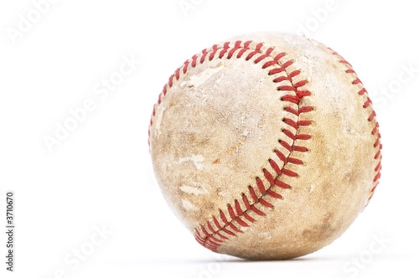 Obraz Dirty baseball isolated on white, close-up