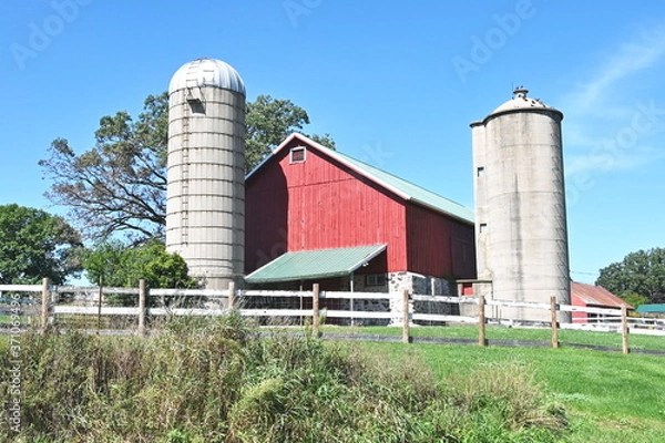 Fototapeta Barn and Silos