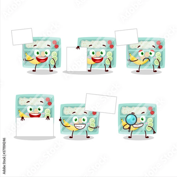 Fototapeta Lunch box cartoon character bring information board