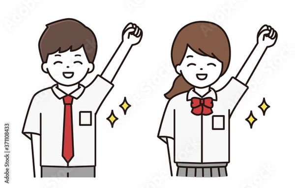 Fototapeta 男子学生 女子学生 喜ぶ イラスト