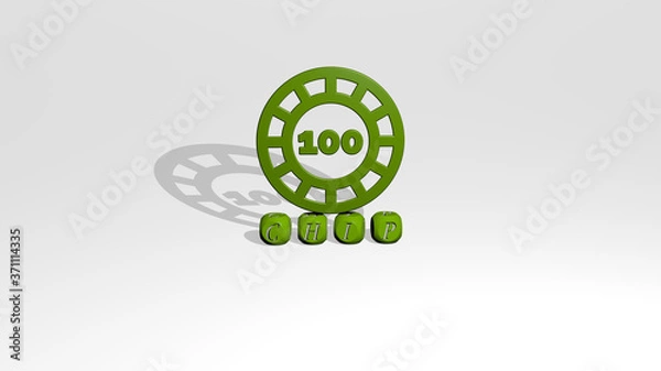 Fototapeta chip 3D icon over cubic letters - 3D illustration for background and computer