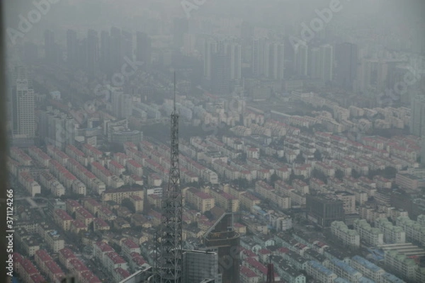 Obraz View to Shanghai buildings from the top of the 88th Floor of the Shanghai Observation Deck
