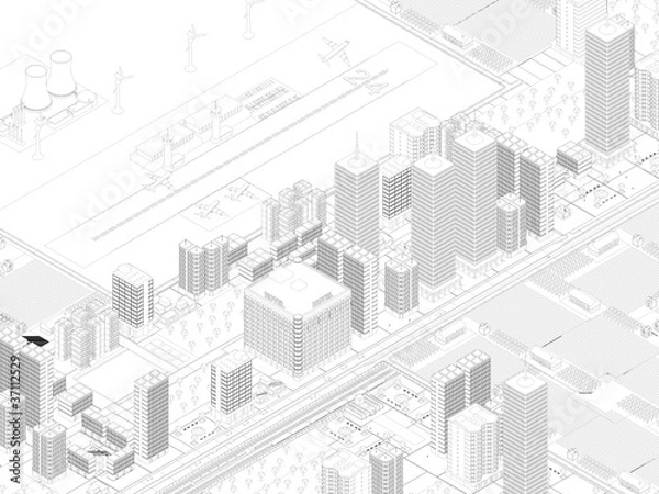 Fototapeta Città disegno