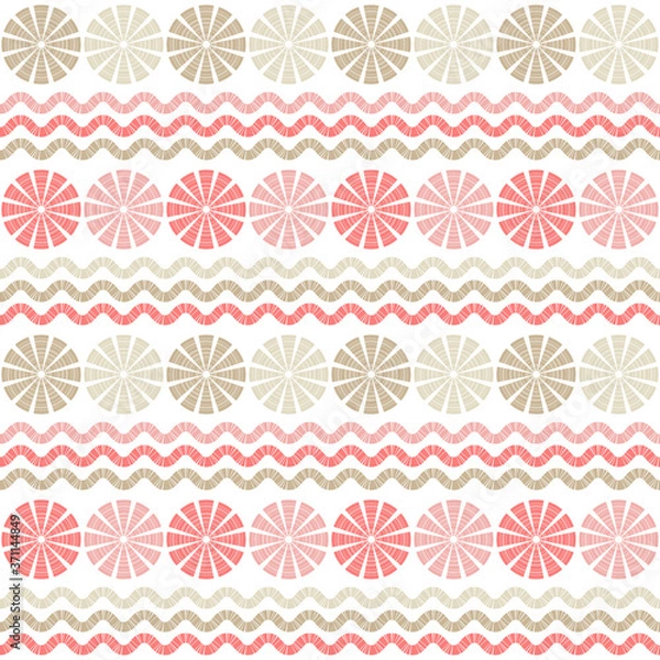 Fototapeta Mosaic with geometric shapes. Seamless pattern. Design with manual hatching. Textile. Ethnic boho ornament. Vector illustration for web design or print.