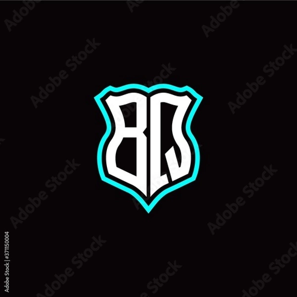 Fototapeta Initial B Q letter with shield style logo template vector