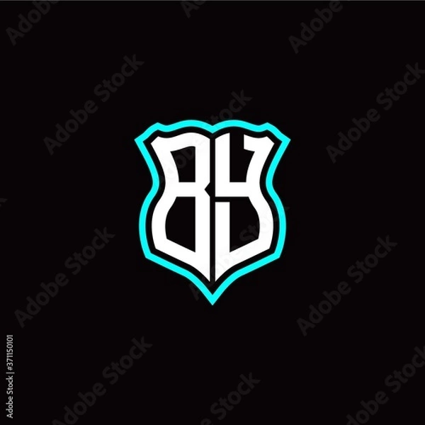 Fototapeta Initial B Y letter with shield style logo template vector