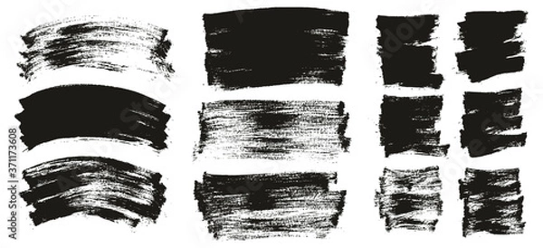 Fototapeta Flat Paint Brush Thin Curved & Long & Short Background High Detail Abstract Vector Background Set 