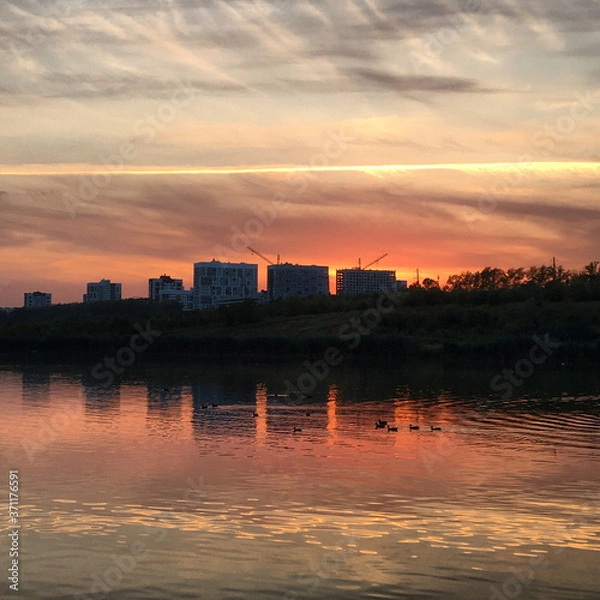 Obraz sunset over the city