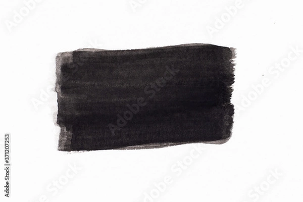 Obraz Black color watercolor drawing in square line brush shape on white paper background