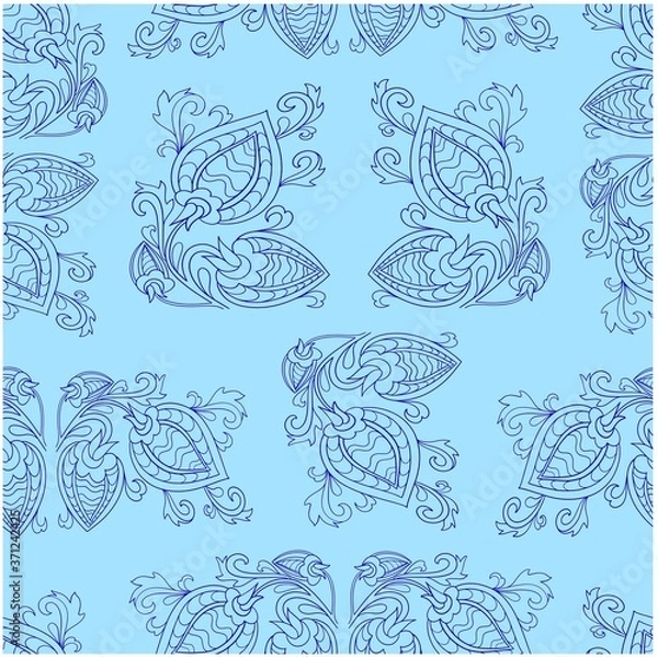 Fototapeta  seamless pattern vector of blooming flowers Abstract Spring floral set elements Ink doodle sketch illustration for design card invitation wallpaper wrapping paper fabric