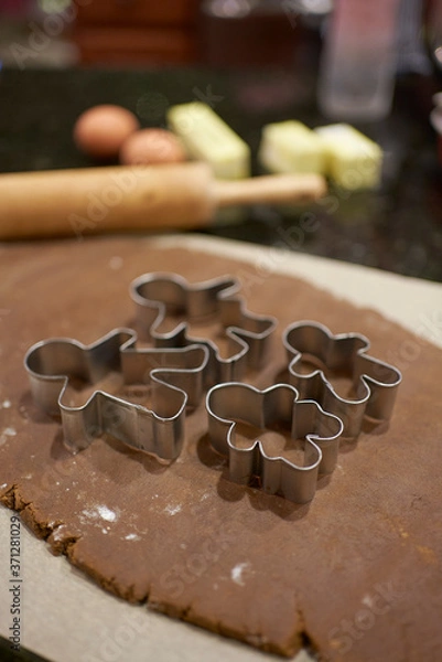 Obraz Gingerbread man cookie baking