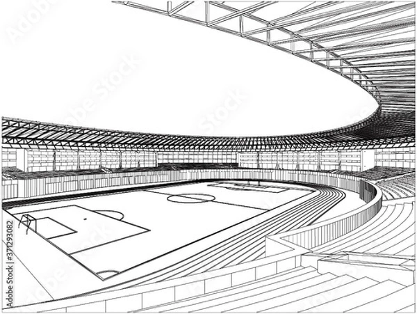 Fototapeta Football Soccer Stadium Vector. Illustration Isolated On White Background. A Vector Illustration Of Football Stadium Background. 	
