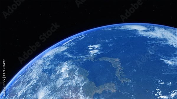 Fototapeta Japan and South Korea from space. Photo realistic 3D render.