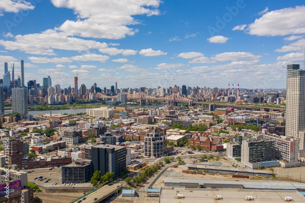 Obraz Aerial view of Manhattan and bridge from Long Island city