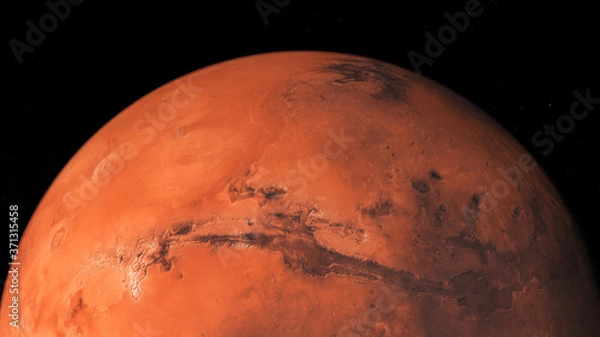 Fototapeta The northern hemisphere of planet Mars. Photo realistic 3D render.