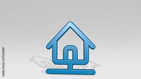 Fototapeta smart house 3D icon casting shadow - 3D illustration for phone and business