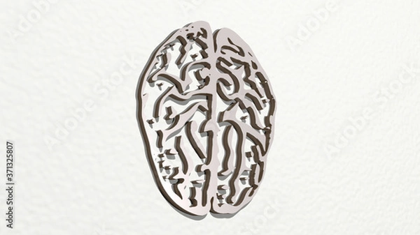 Fototapeta BRAIN 3D drawing icon - 3D illustration for concept and background