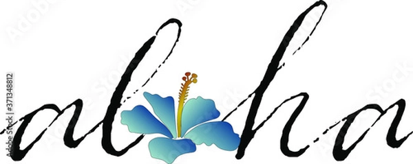 Obraz Aloha Word With hibiscus flower. tropical hawaiian design pattern