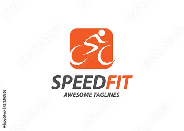Fototapeta abstract simple cycling race vector logo illustration