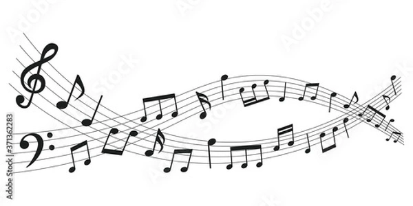 Fototapeta Music material with musical notes interspersed