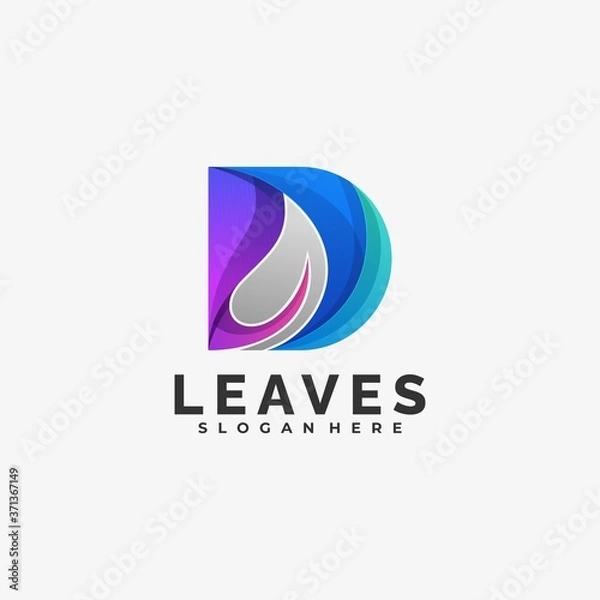 Obraz Vector Logo Illustration Leaves Gradient Colorful Style.