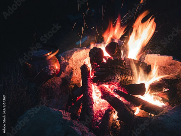 Obraz fire in the fireplace